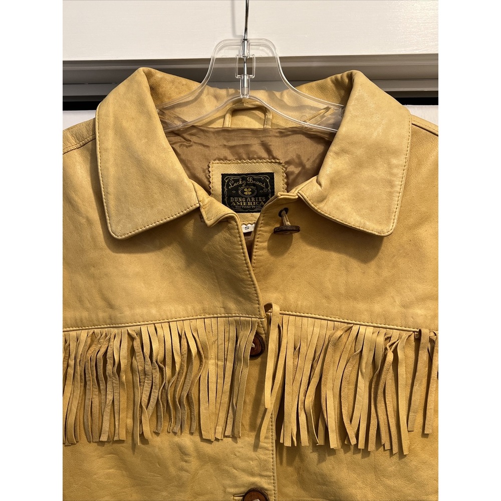 Lucky Brand 100% Genuine Leather Fringe Cowboy/Southwest Style Jacket - Sz S - Picture 3 of 11